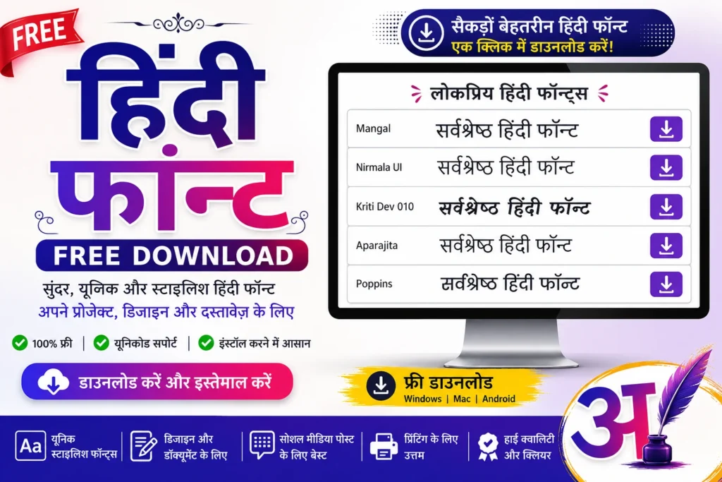 Hindi Font Free Download – Download Stylish Hindi Fonts Online